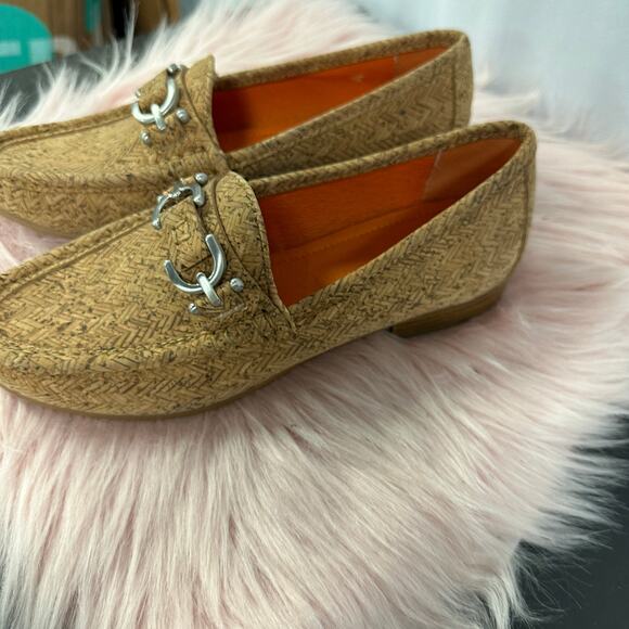DONALD J PLINER Suzy Silver Bit Cork Chevron Loafer Flat in Natural Size 5 - Picture 4 of 5